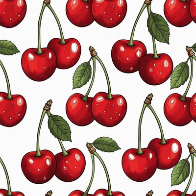 Red Cherries Seamless Pattern