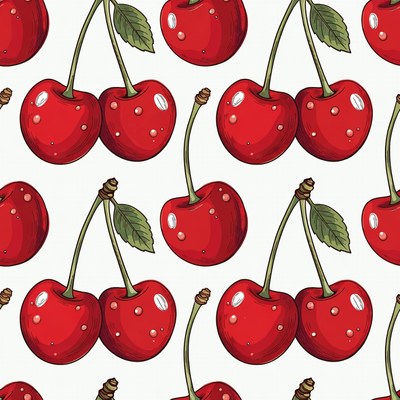 Red Cherries Seamless Pattern