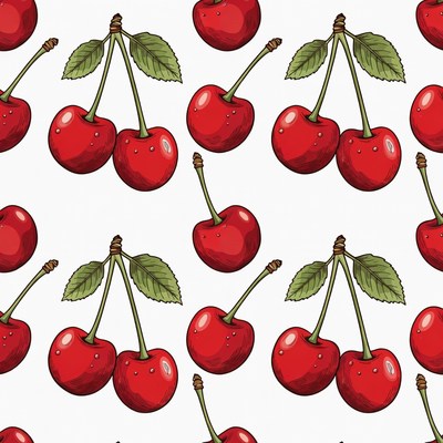 Red Cherries Seamless Pattern Illustration