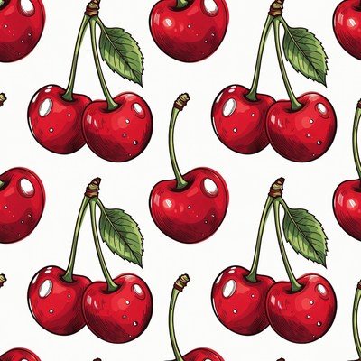 Red Cherries Seamless Pattern Illustration