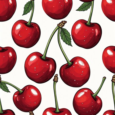 Seamless Red Cherries Pattern