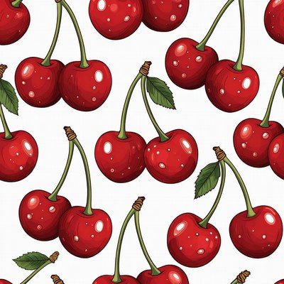 Red Cherries Seamless Pattern