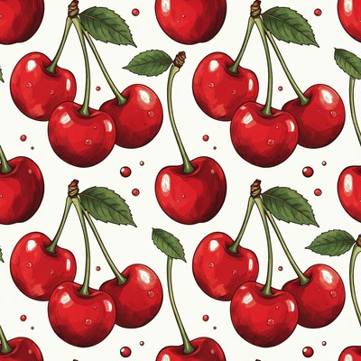 Red Cherries Seamless Pattern