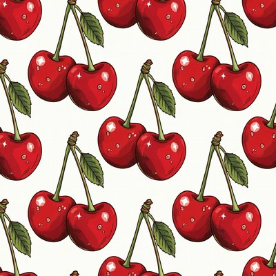 Red Cherries Seamless Pattern