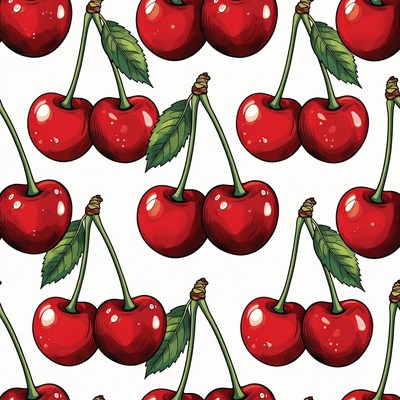 Red Cherries Seamless Pattern Illustration