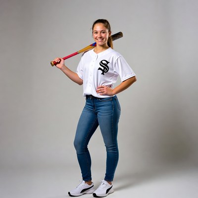 Teen girl holding baseball bat