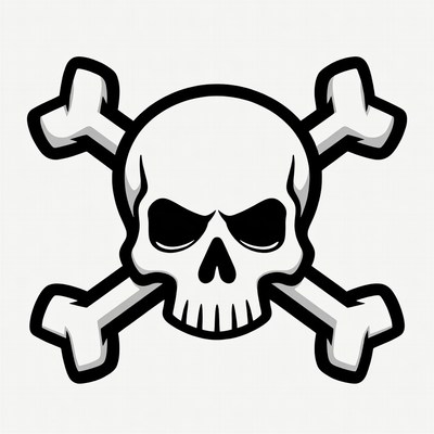 Black Skull and Crossbones Symbol