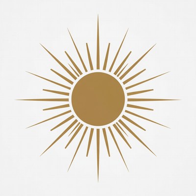 Golden Radiating Sun Illustration