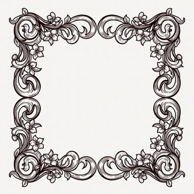 Ornate Floral Frame Border