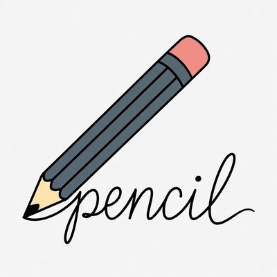 Cartoon Pencil with Label