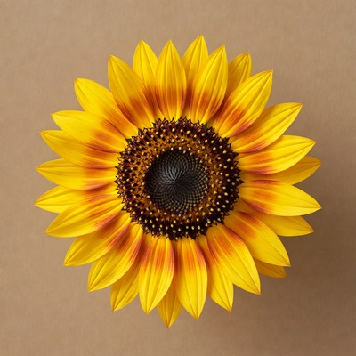 Sunflower on Brown Background