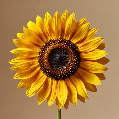 Vibrant sunflower on beige background