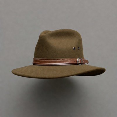 Brown Felt Fedora Hat with Leather Band