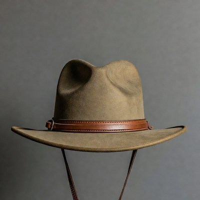 Brown leather-banded fedora hat