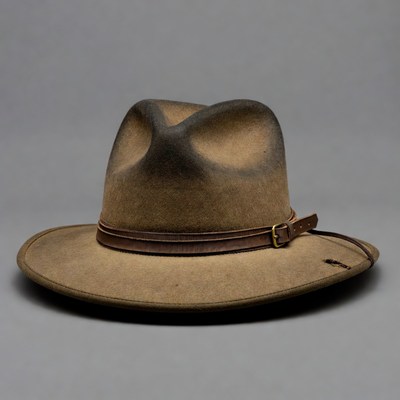Distressed brown fedora hat