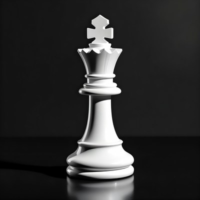 White Chess King on Black Background