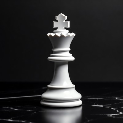 White King Chess Piece on Black Surface