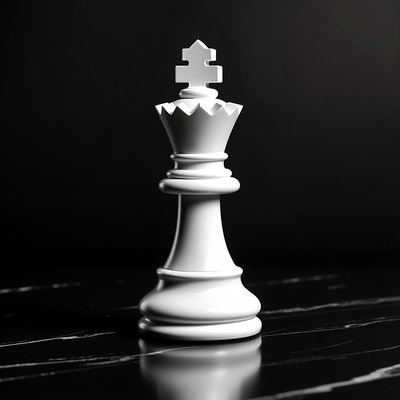 White Chess King on Black Background