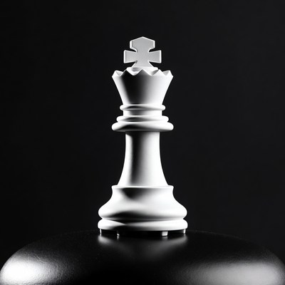 White King Chess Piece on Black Background