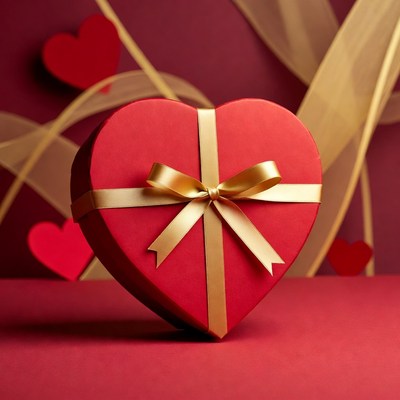 Red Heart Shaped Gift Box