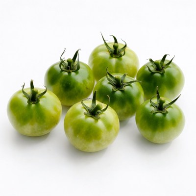Fresh Green Tomatoes on White Background