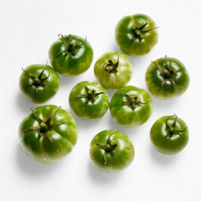 Fresh Green Tomatoes on White Background