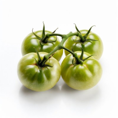 Cluster of Green Tomatoes on Stem