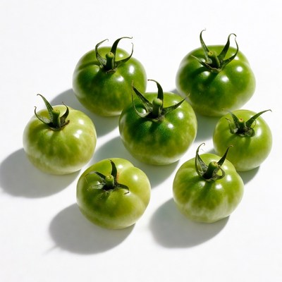 Fresh Green Tomatoes on White Background