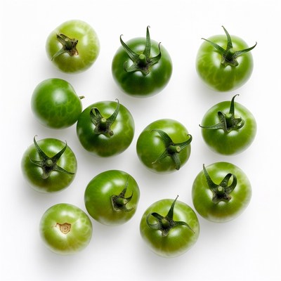 Fresh Green Tomatoes on White Background