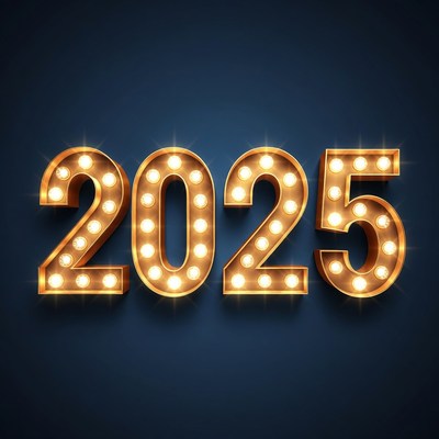 Glowing 2025 Marquee Sign