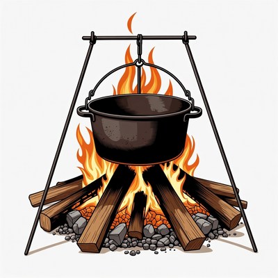 Campfire with Hanging Pot