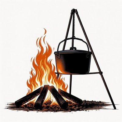 Campfire with Dutch Oven Pot