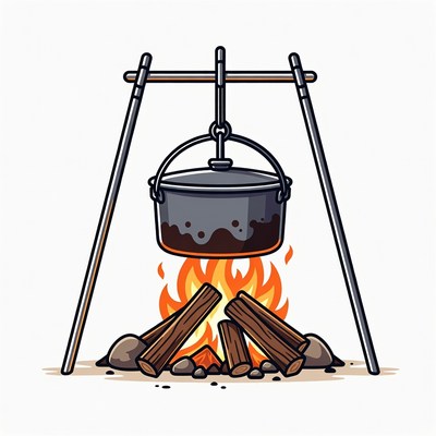 Campfire with Hanging Pot