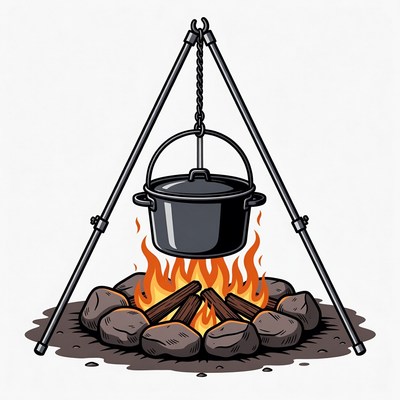 Campfire with Hanging Pot
