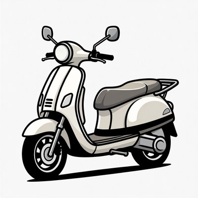 White Vespa Scooter Illustration