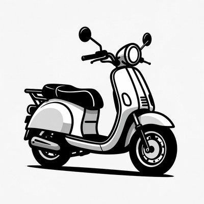 White Vespa Scooter Illustration