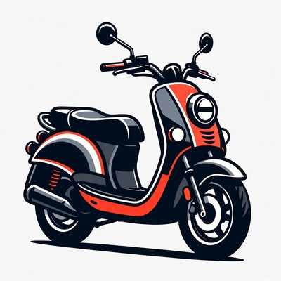 Red Black Scooter Illustration