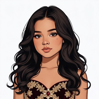 Beautiful woman in gold dress portrait