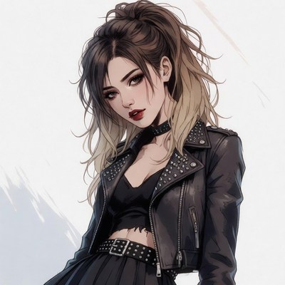 Anime girl in leather jacket