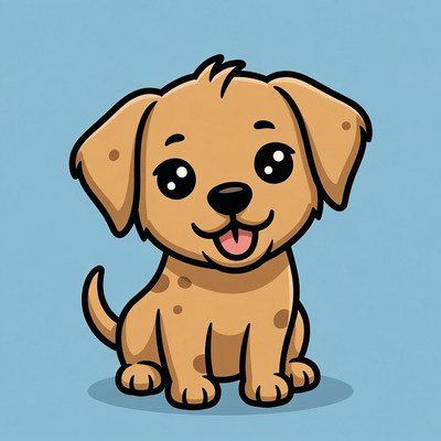 Cute cartoon puppy smiling