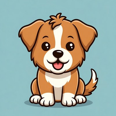 Cute cartoon puppy smiling
