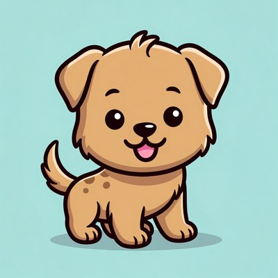 Cute cartoon puppy smiling