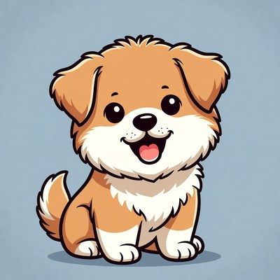 Cute fluffy puppy smiling