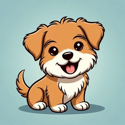 Cute cartoon puppy smiling