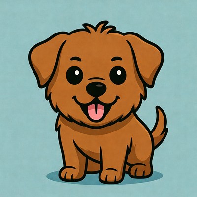 Cute cartoon puppy smiling