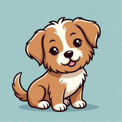 Cute cartoon puppy sitting