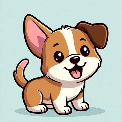 Cute cartoon corgi puppy smiling