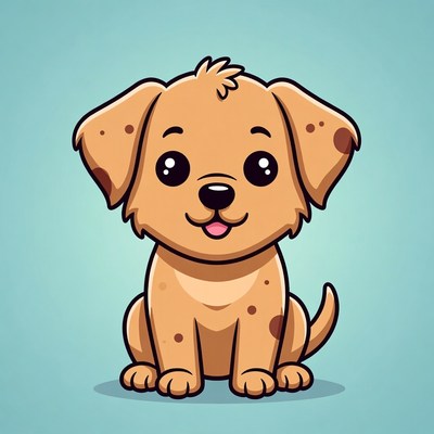 Cute cartoon puppy sitting