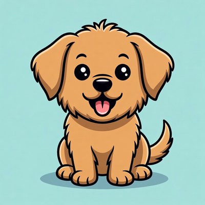 Cute cartoon golden retriever puppy