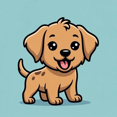 Cute cartoon golden retriever puppy